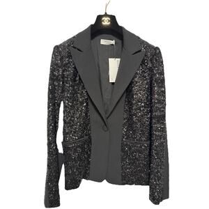 Bailey 44 Blazer Womens 2 Black Brooke Sequin Single Button Evening 410-5435